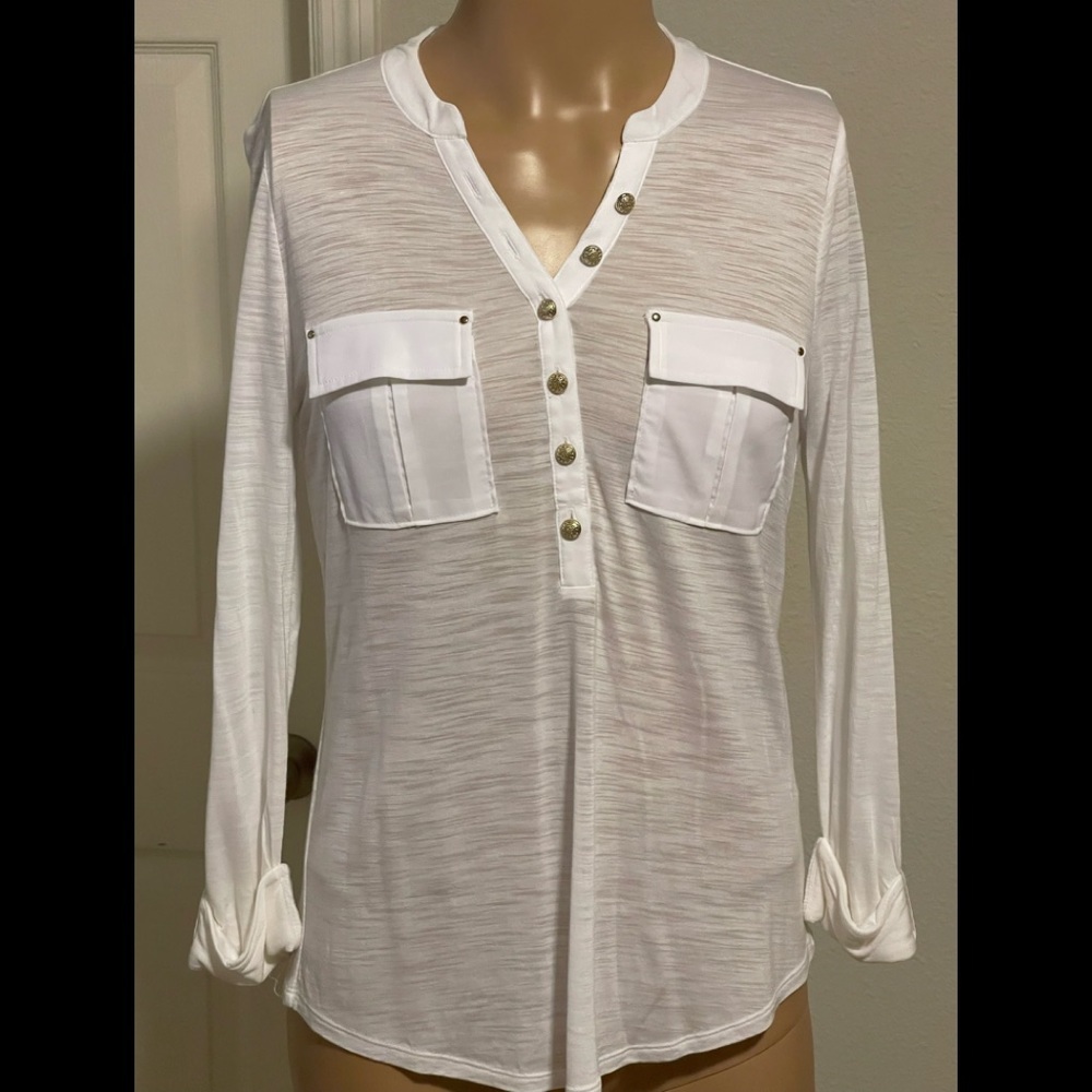 Brand New White House Black Market Long Dress Top with Gorgeous Detailed Buttons